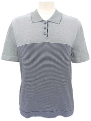 Border CC Mark Button Short Sleeve Polo Shirt White/Navy