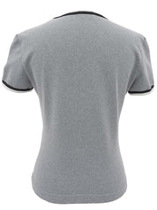 Trim Design CC Mark Stitch Short Sleeve Top in Gray