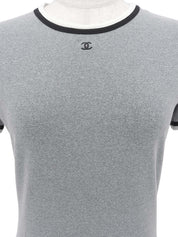 Trim Design CC Mark Stitch Short Sleeve Top in Gray