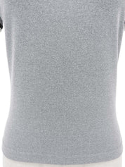 Trim Design CC Mark Stitch Short Sleeve Top in Gray