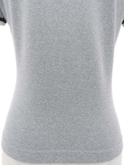 Trim Design CC Mark Stitch Short Sleeve Top in Gray