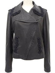 2009 Leather Trim Design Rider's Jacket Black