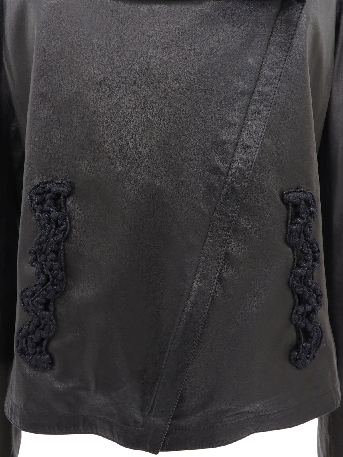 2009 Leather Trim Design Rider's Jacket Black