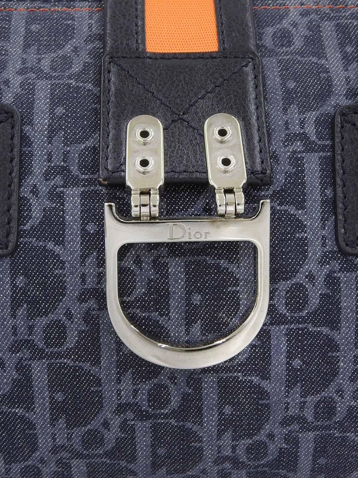 Flight Line Trotter 图案手提包，海军蓝/橙色