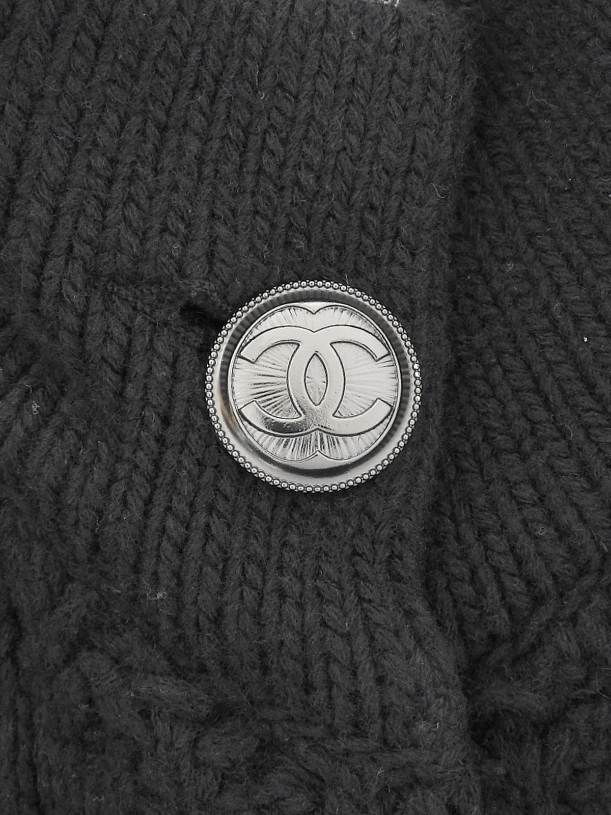 Wool CC Mark Button High Neck Long Cardigan #36 Navy