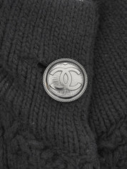 Wool CC Mark Button High Neck Long Cardigan #36 Navy