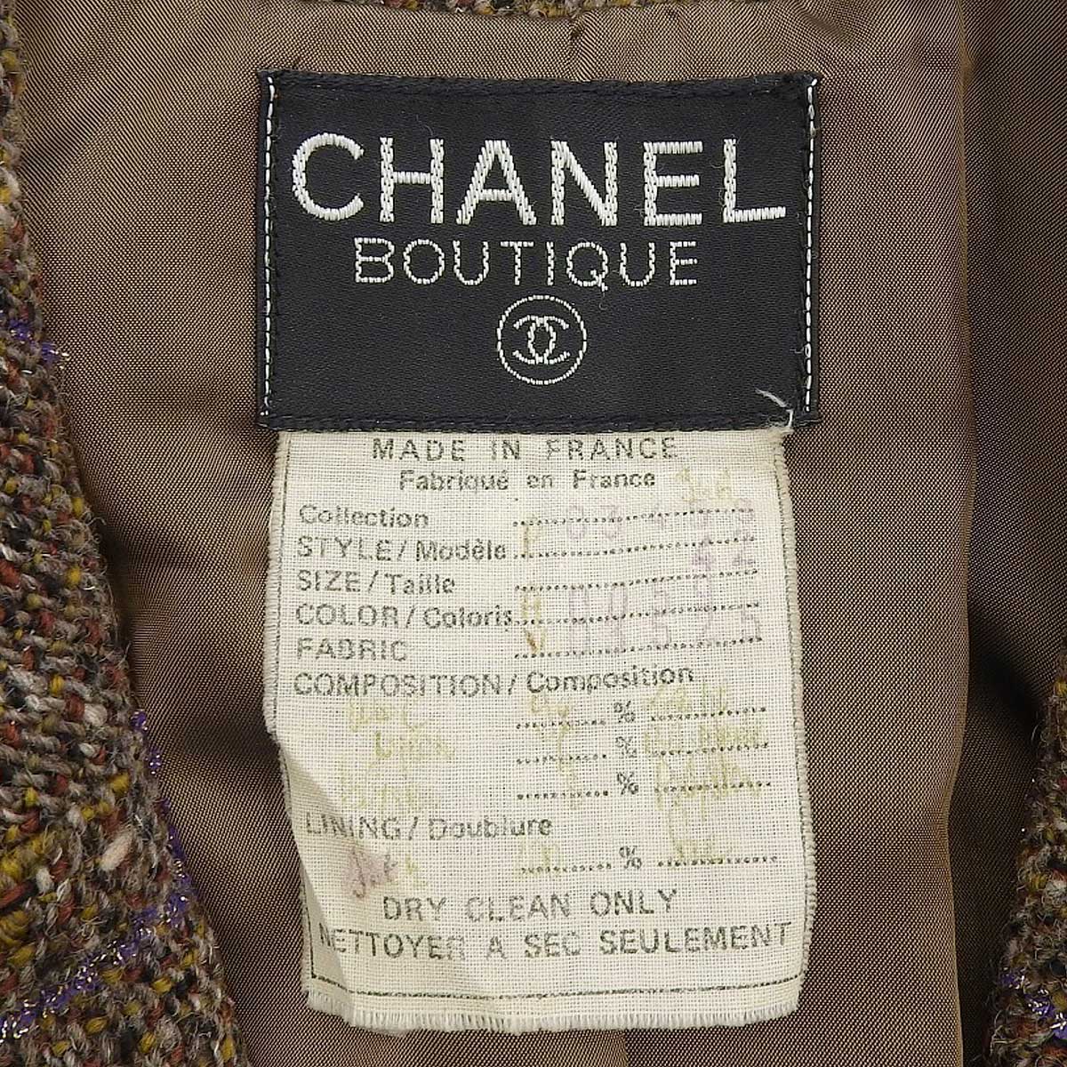 1994 Tweed Check Pattern CC Mark Button Jacket #42 Brown