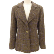 1994 Tweed Check Pattern CC Mark Button Jacket #42 Brown