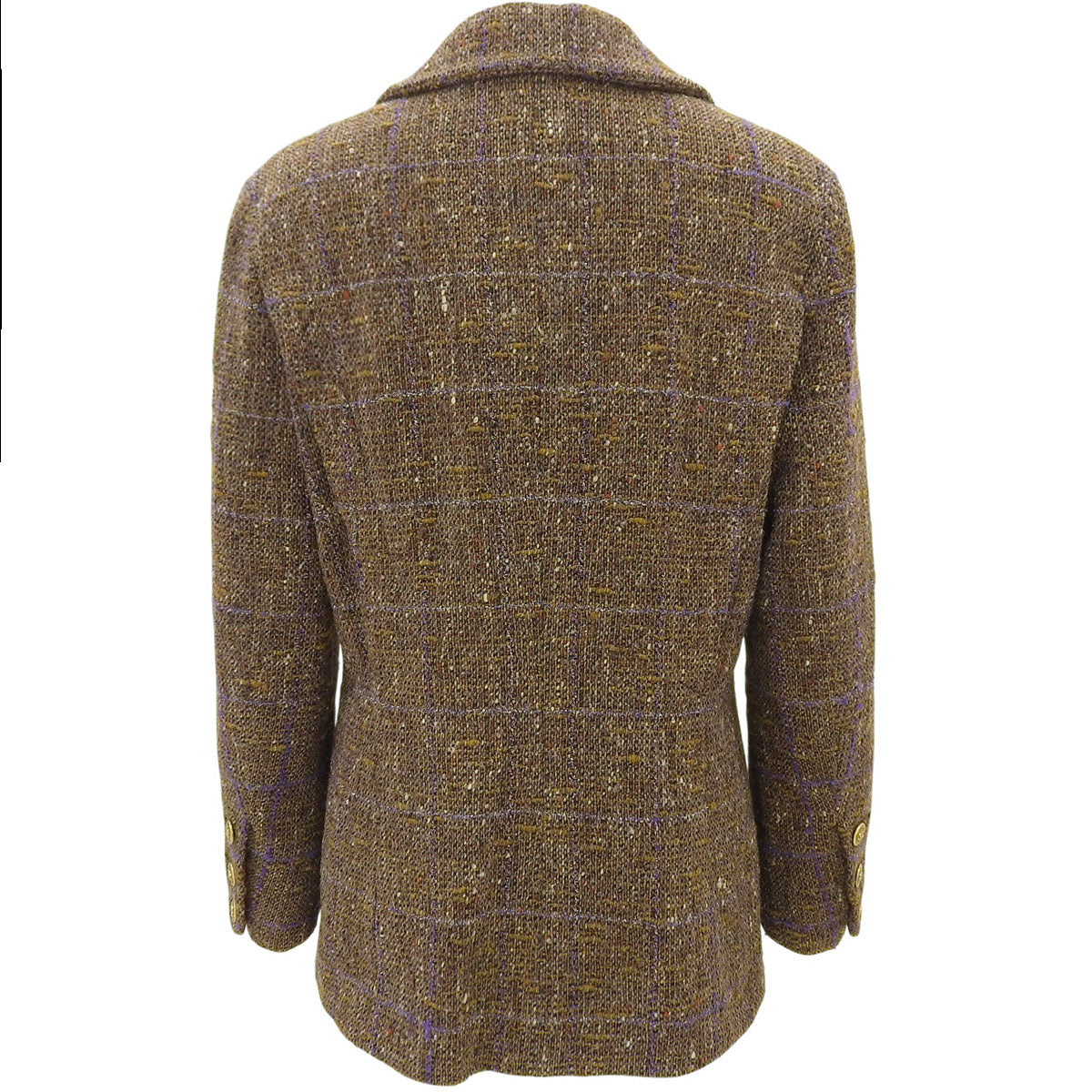 1994 Tweed Check Pattern CC Mark Button Jacket #42 Brown