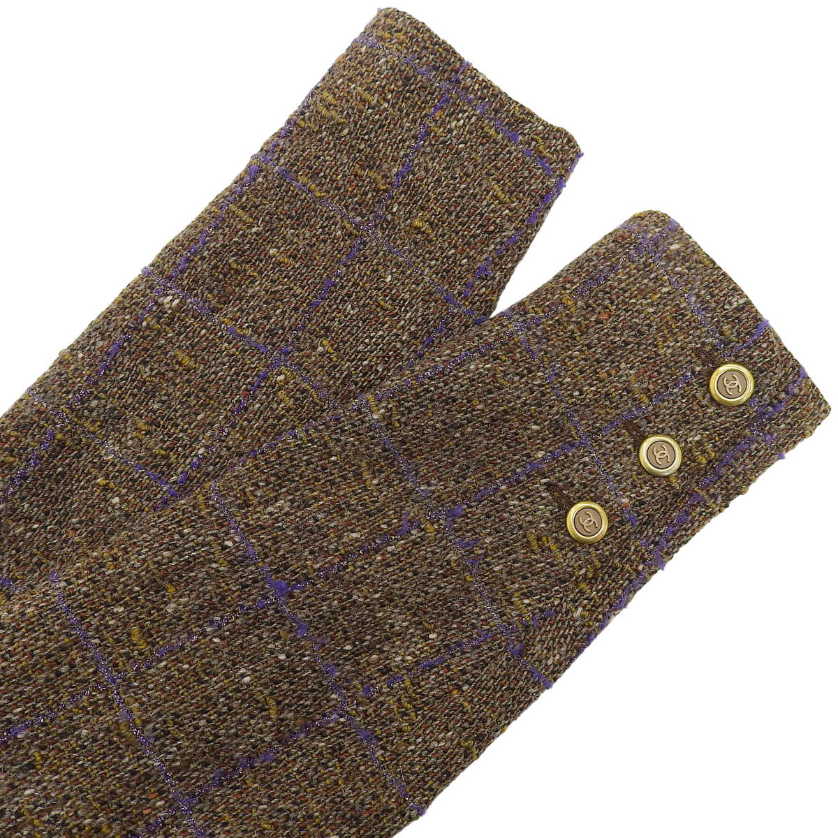 1994 Tweed Check Pattern CC Mark Button Jacket #42 Brown