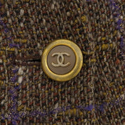 1994 Tweed Check Pattern CC Mark Button Jacket #42 Brown