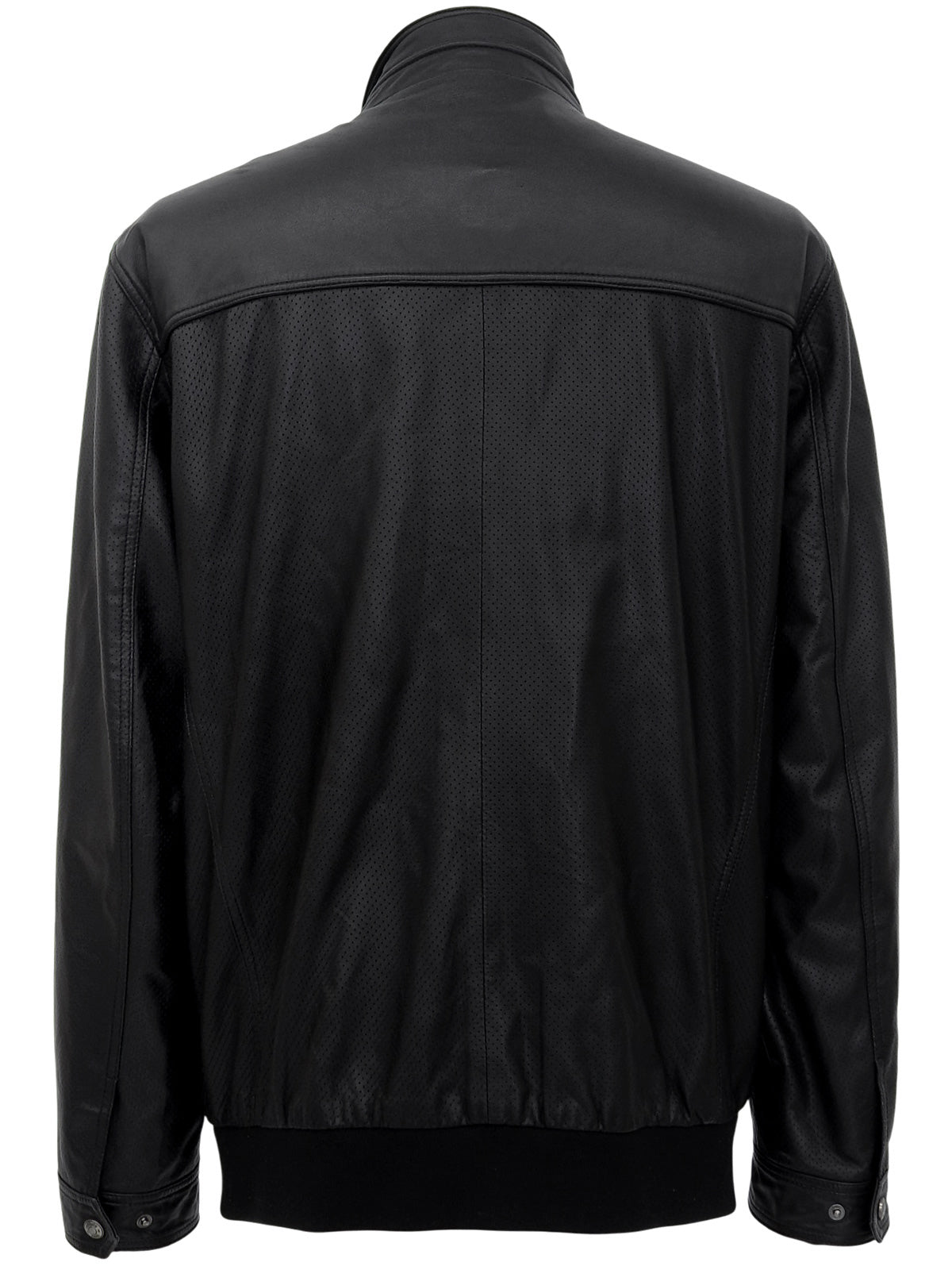 Punched Sheep Leather Jacket in Black