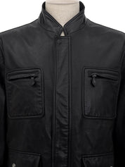 Punched Sheep Leather Jacket in Black