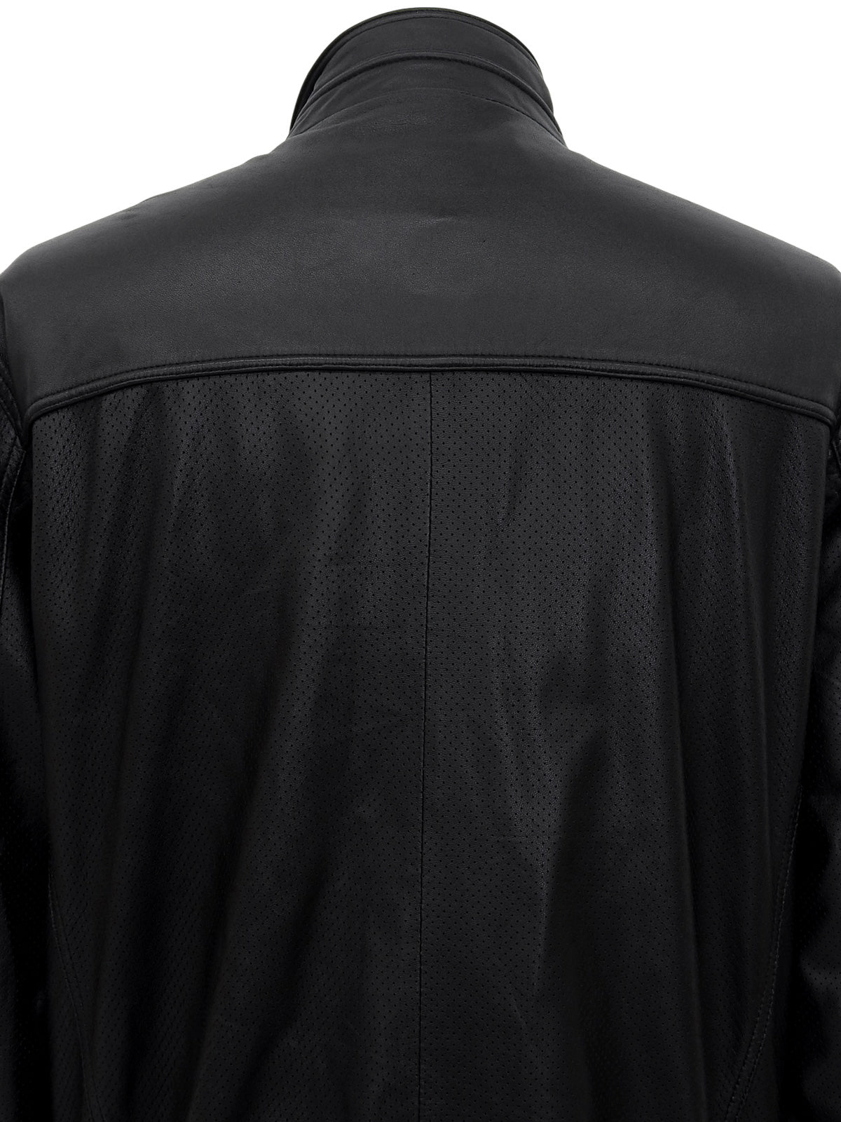 Punched Sheep Leather Jacket in Black