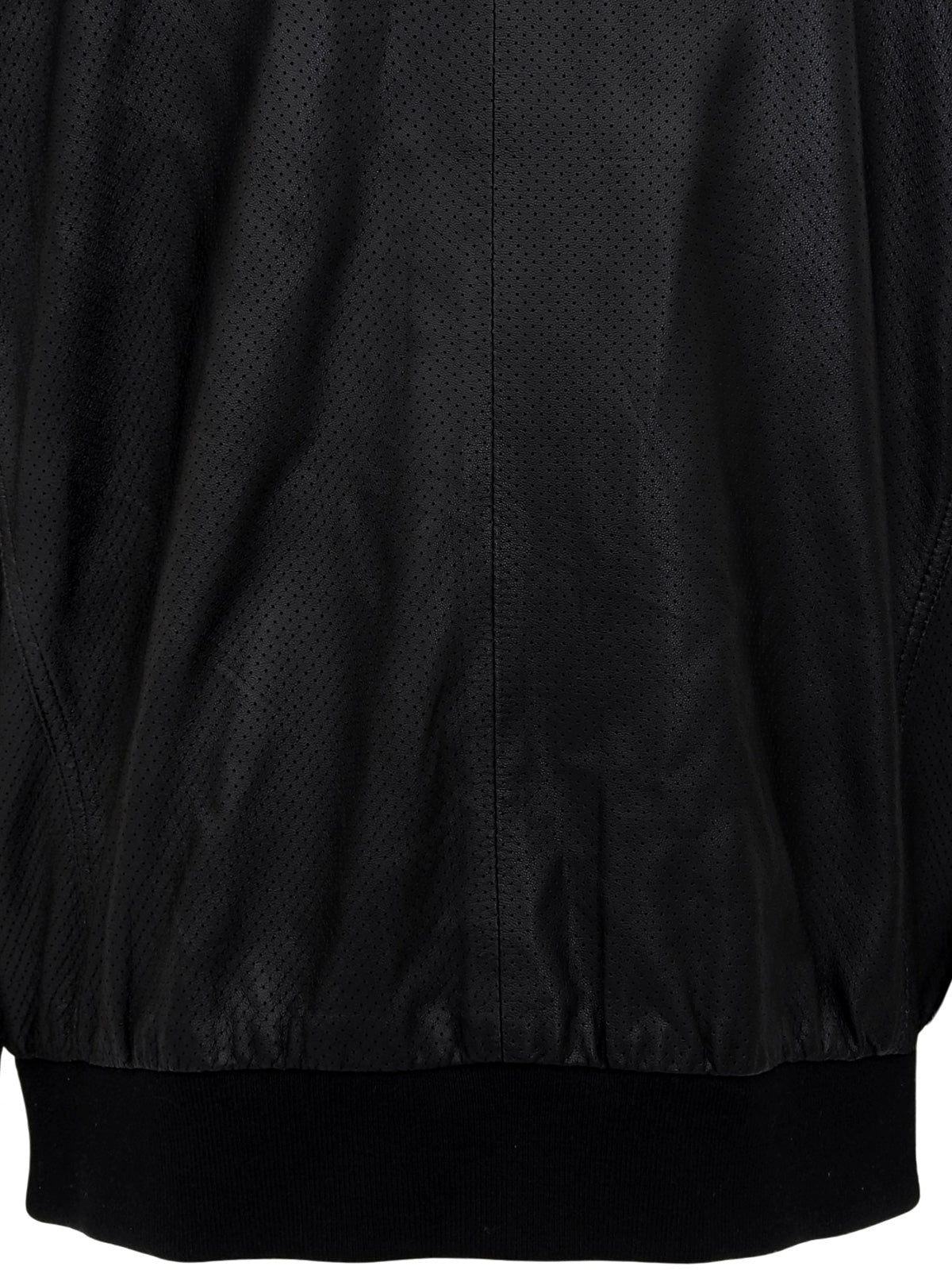 Punched Sheep Leather Jacket in Black