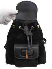 Suede Bamboo Backpack Mini Black