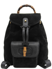 Suede Bamboo Backpack Mini Black