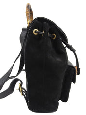 Suede Bamboo Backpack Mini Black