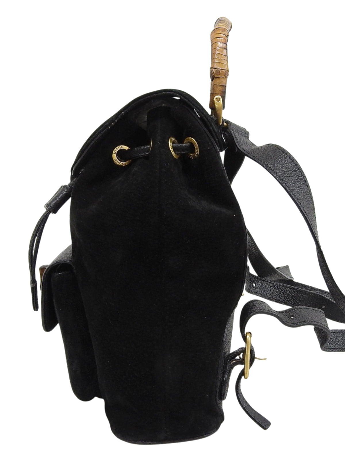 Suede Bamboo Backpack Mini Black