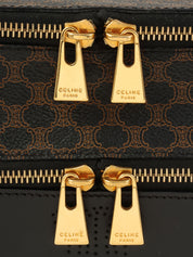 Macadam图案Logo缝线化妆包 棕色/黑色