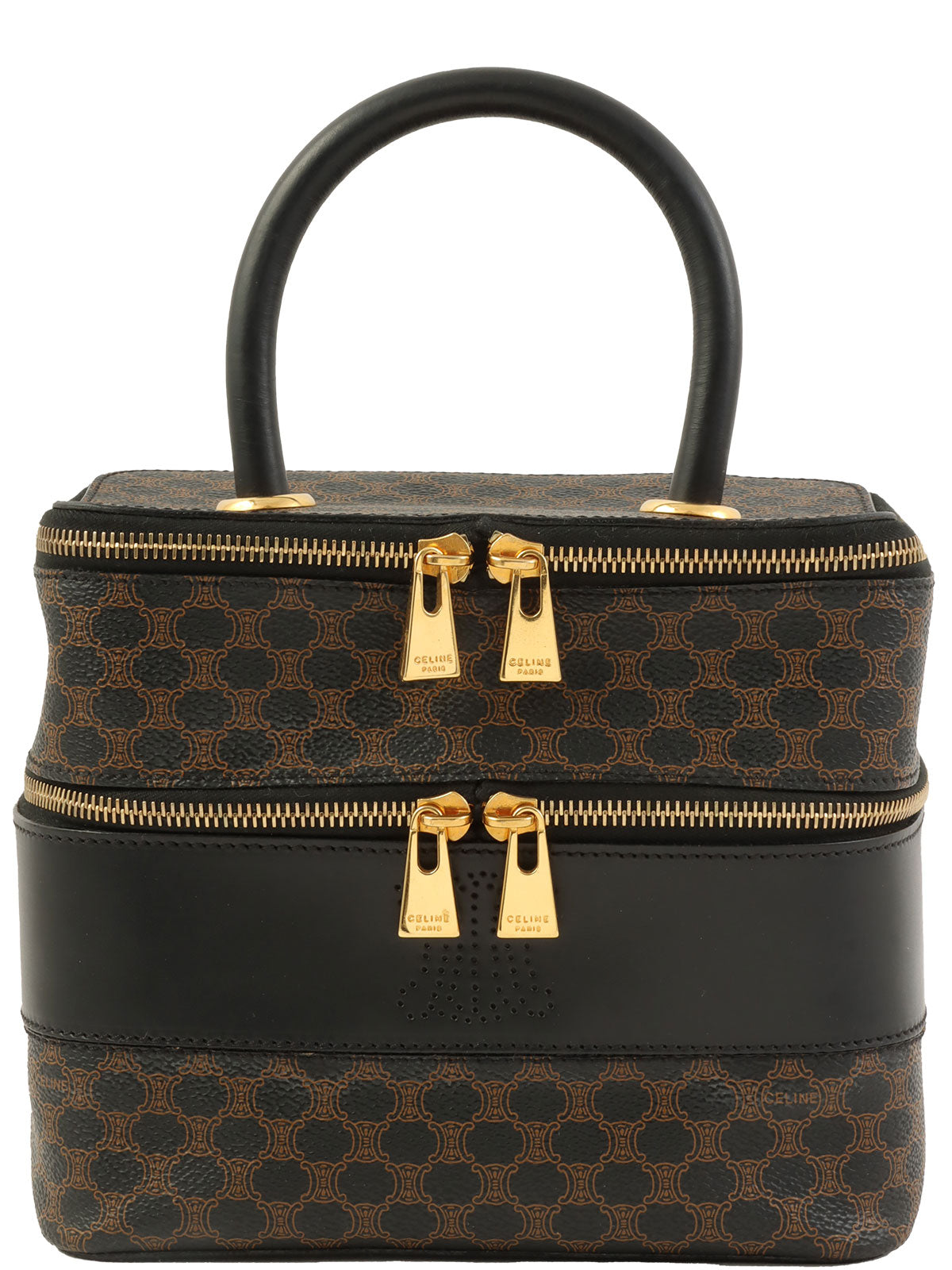 マカダムパターンロゴステッチバニティバッグ ブラウン/ブラック