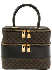 マカダムパターンロゴステッチバニティバッグ ブラウン/ブラック