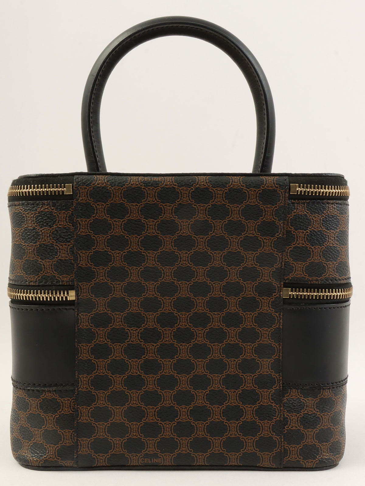 マカダムパターンロゴステッチバニティバッグ ブラウン/ブラック