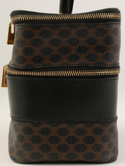 Macadam图案Logo缝线化妆包 棕色/黑色