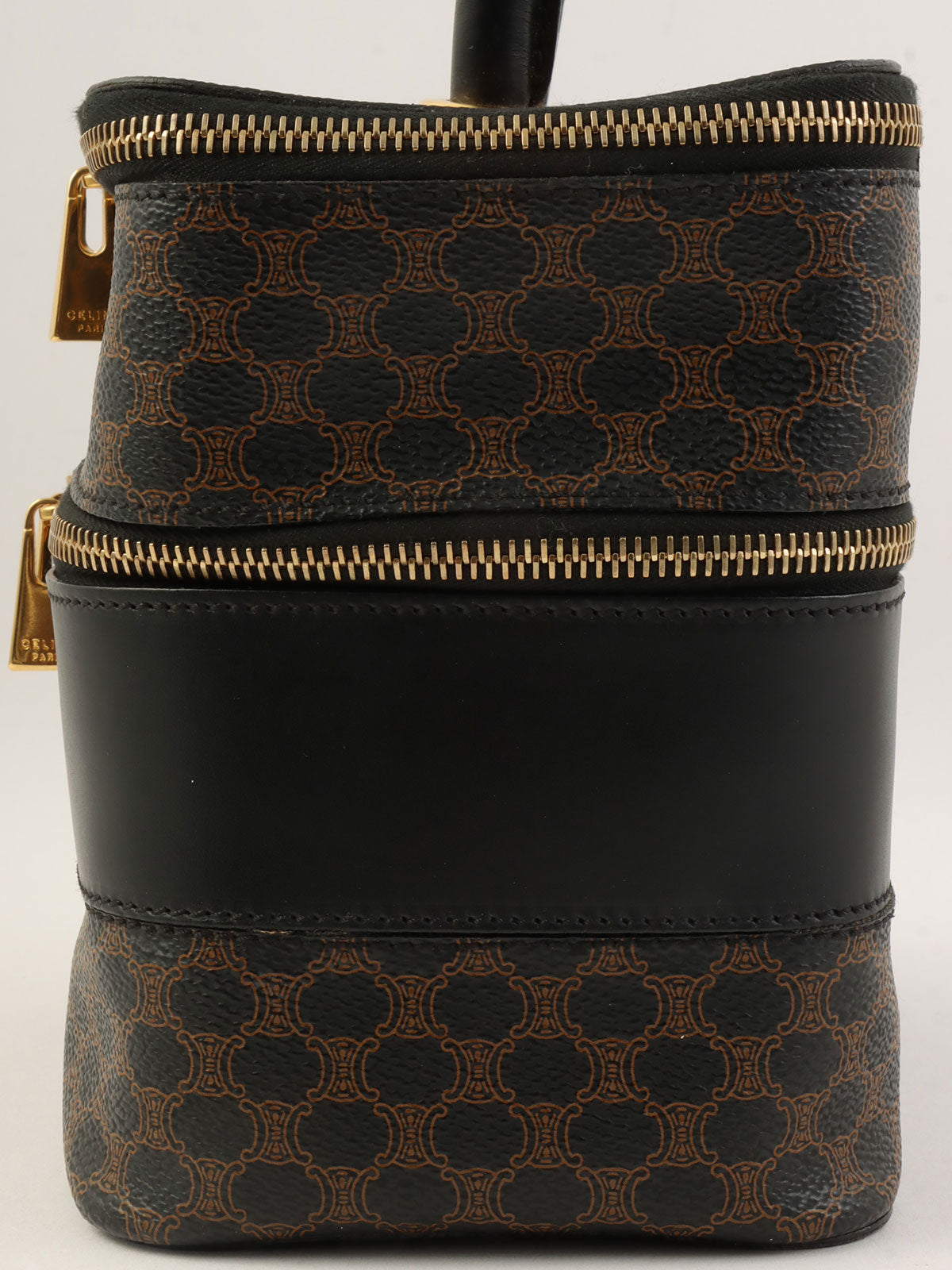 マカダムパターンロゴステッチバニティバッグ ブラウン/ブラック