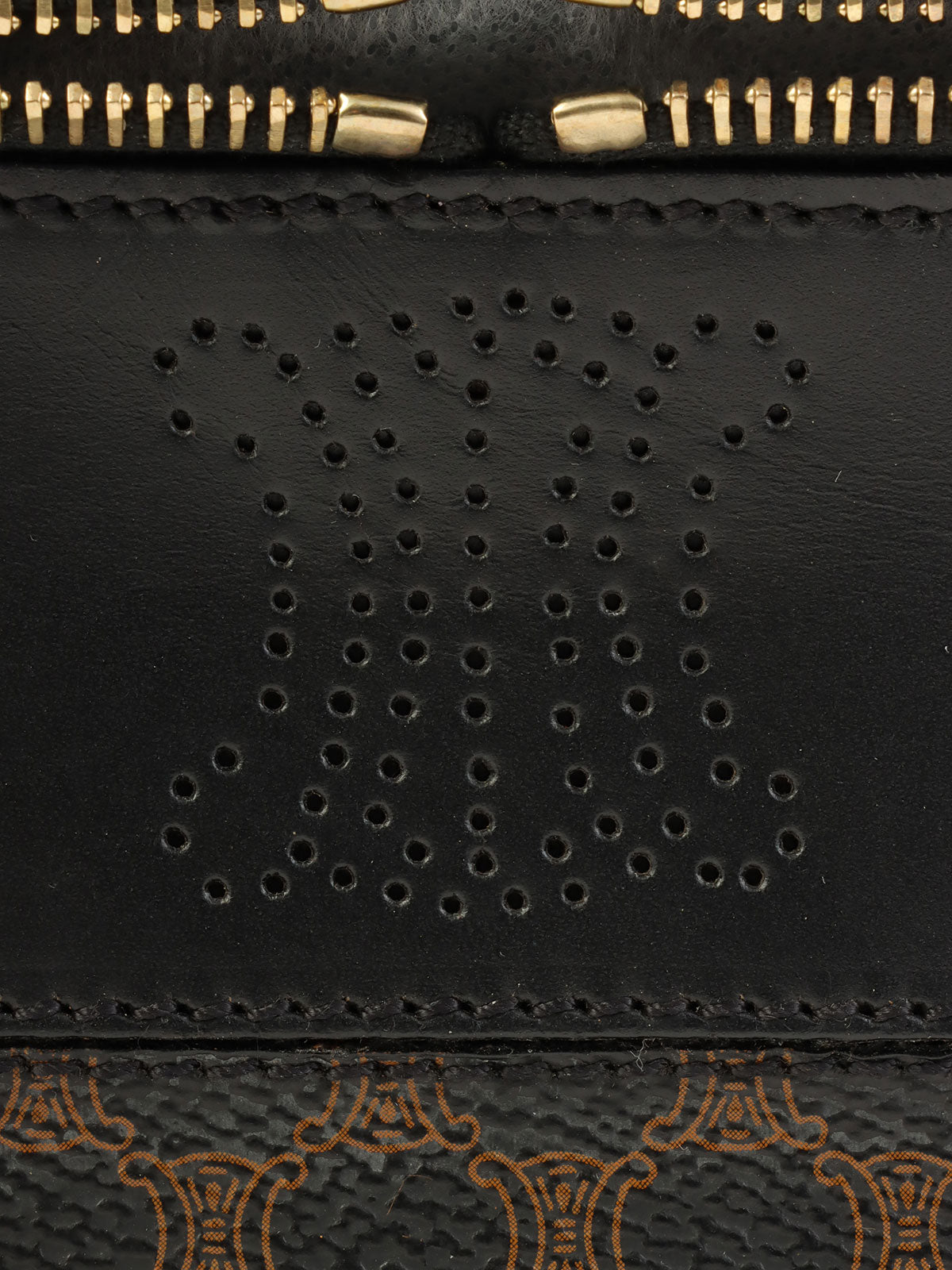 Macadam图案Logo缝线化妆包 棕色/黑色