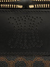 Macadam图案Logo缝线化妆包 棕色/黑色