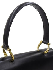 ロゴプレートダブルフラップハンドバッグ ブラック