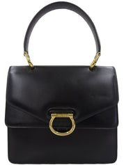 ロゴプレートダブルフラップハンドバッグ ブラック