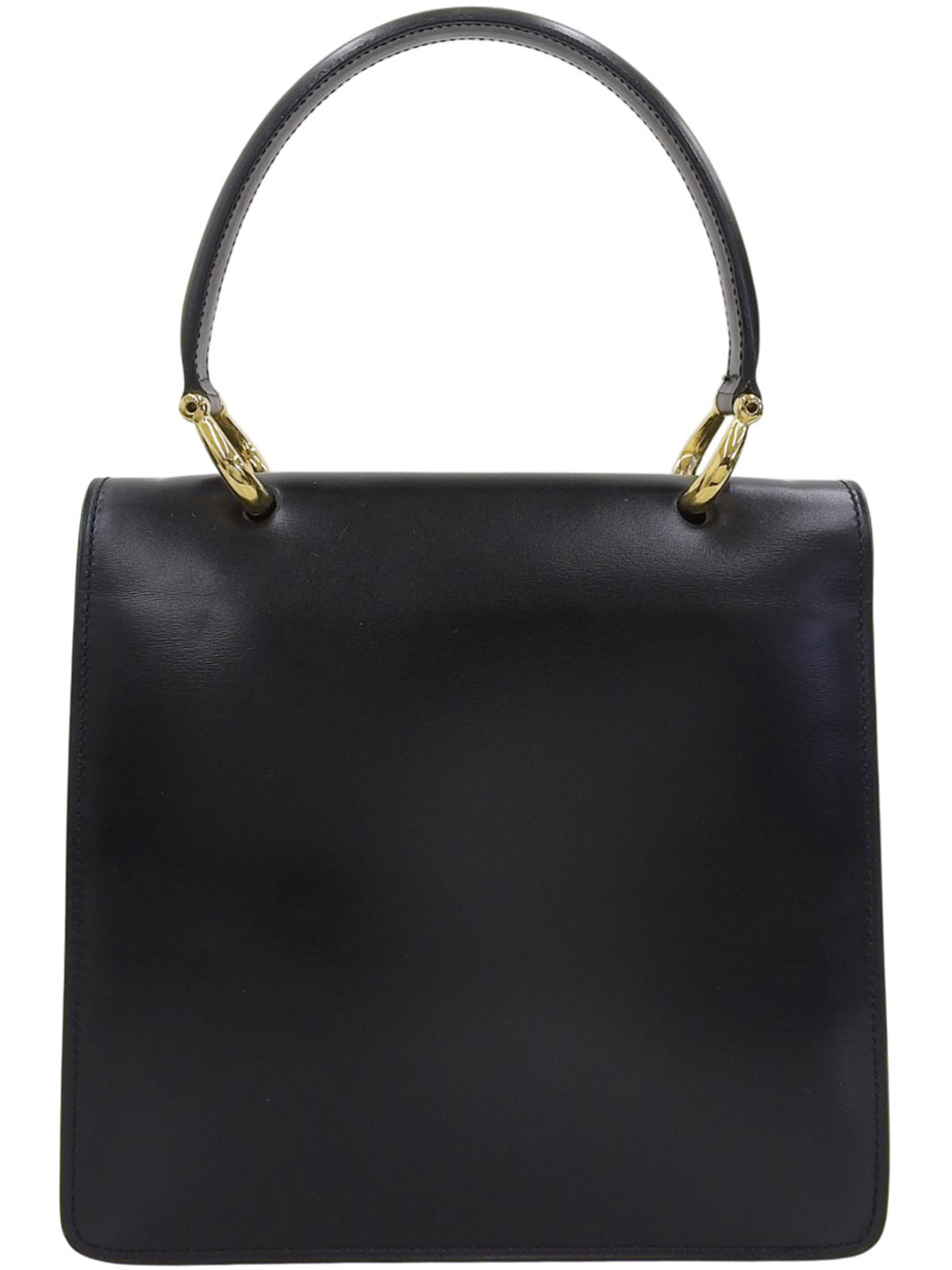 ロゴプレートダブルフラップハンドバッグ ブラック