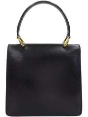 ロゴプレートダブルフラップハンドバッグ ブラック