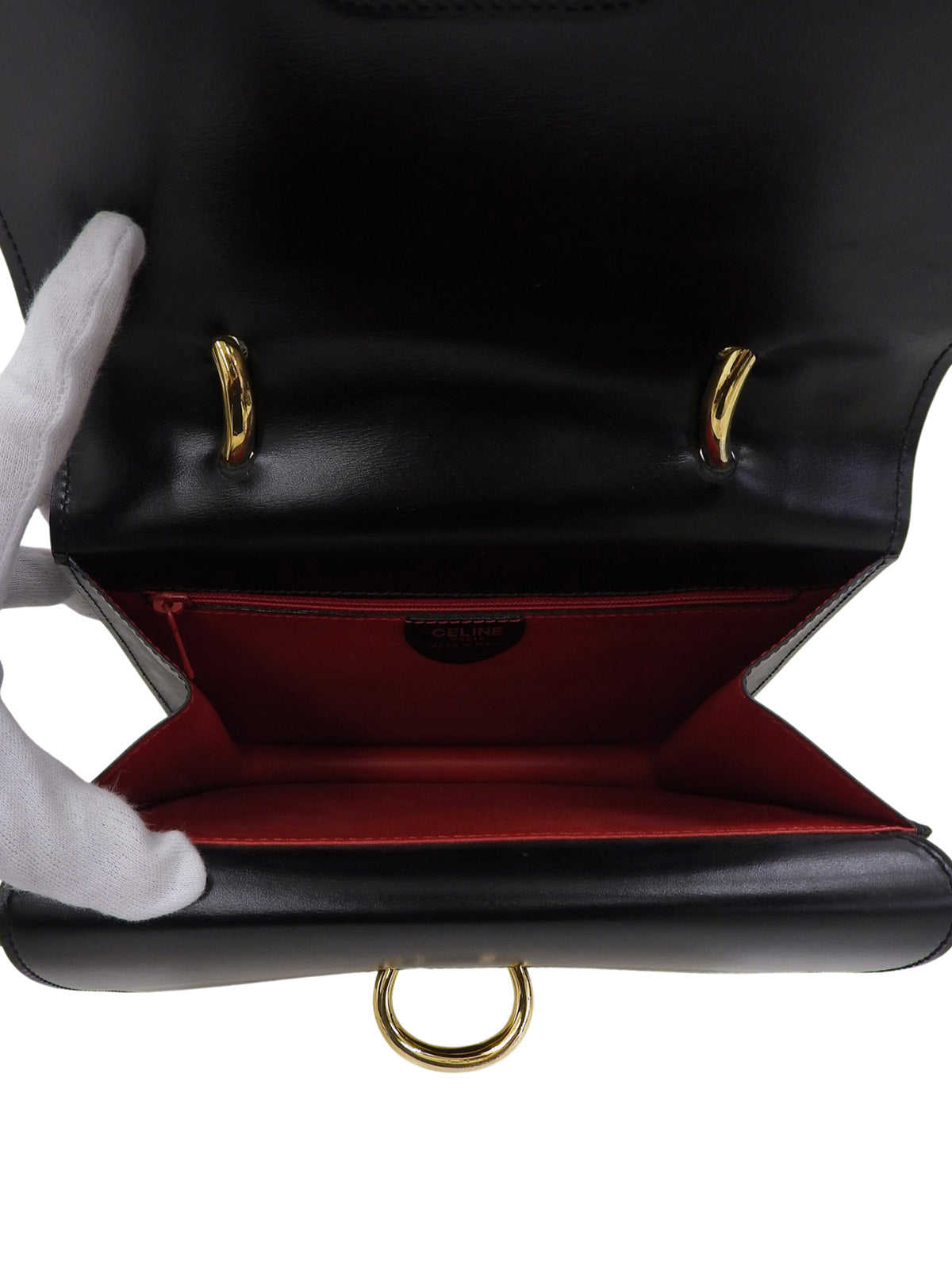 ロゴプレートダブルフラップハンドバッグ ブラック