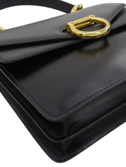 ロゴプレートダブルフラップハンドバッグ ブラック