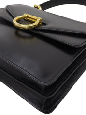 ロゴプレートダブルフラップハンドバッグ ブラック