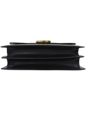 ロゴプレートダブルフラップハンドバッグ ブラック