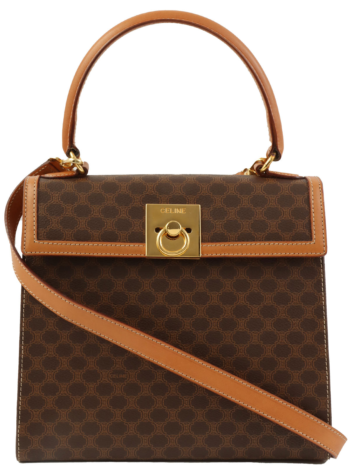 棕色沥青图案旋转锁扣式Logo铭牌双向袋