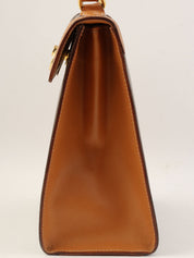 マカダムパターンターンロックロゴプレート2wayバッグ ブラウン