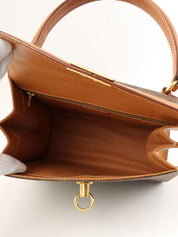 棕色沥青图案旋转锁扣式Logo铭牌双向袋