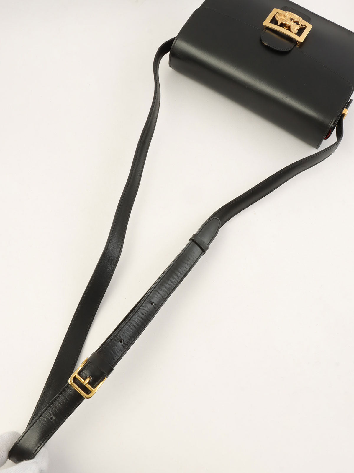 马车图案黑色单肩包