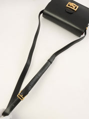 马车图案黑色单肩包