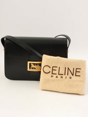 马车图案黑色单肩包