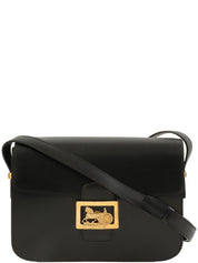 马车图案黑色单肩包