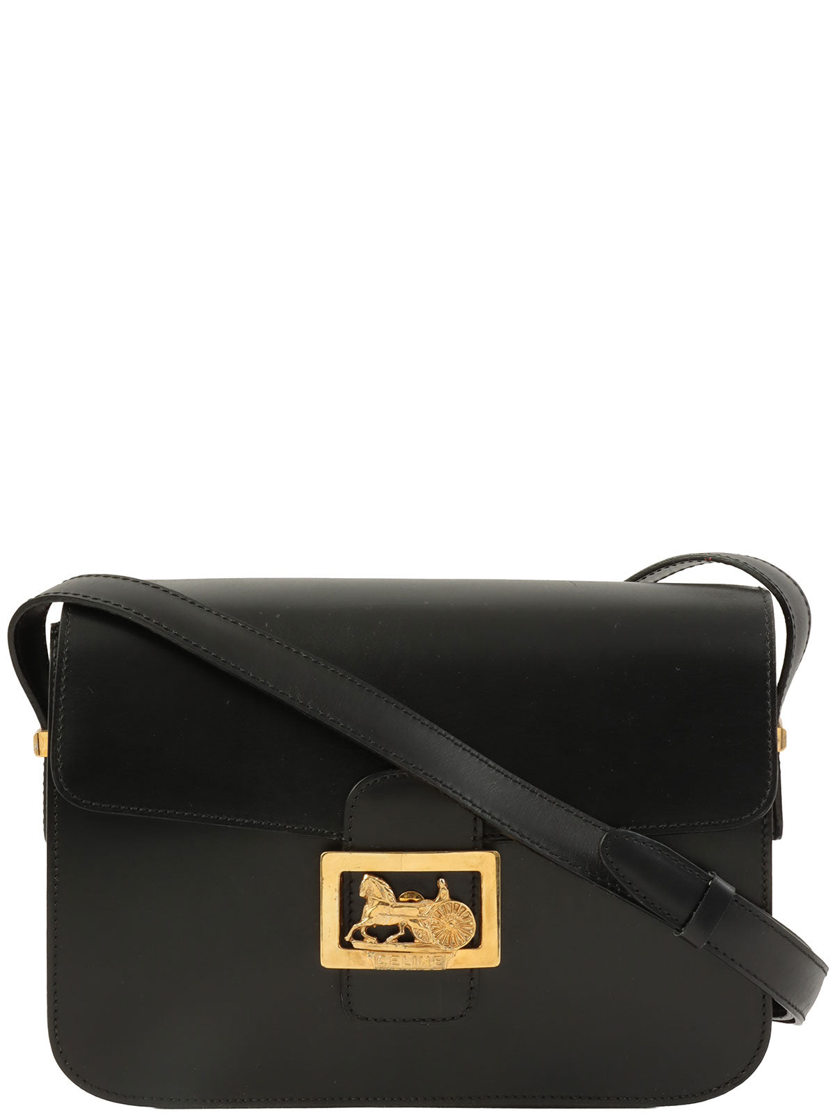 ホースキャリッジプレートショルダーバッグ ブラック