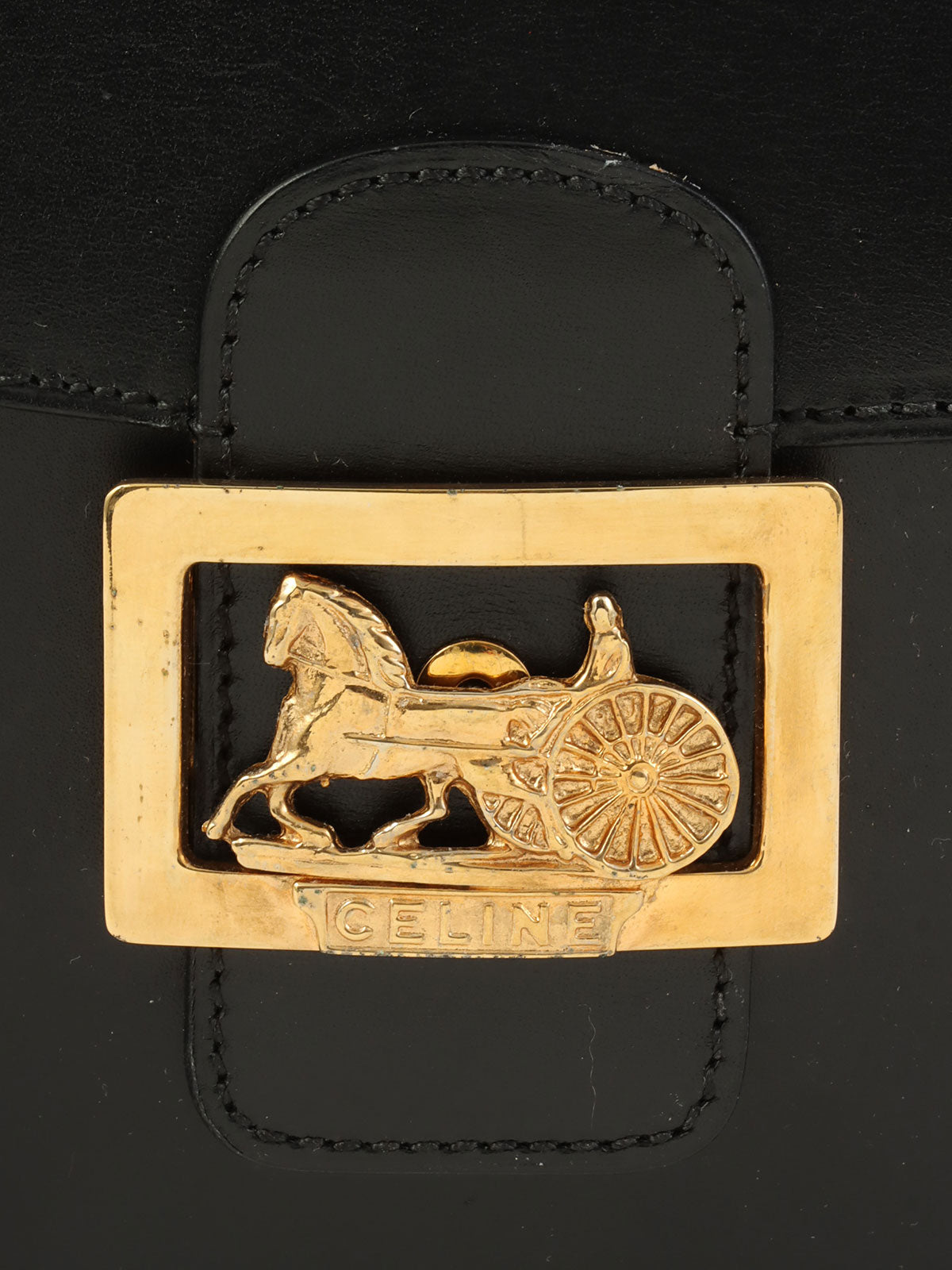 马车图案黑色单肩包