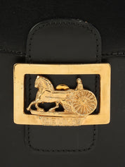 ホースキャリッジプレートショルダーバッグ ブラック