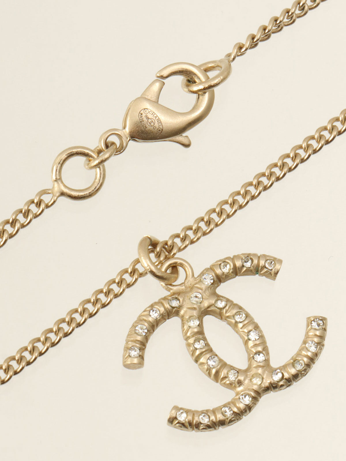 2008 Rhinestone CC Mark Necklace, Gold